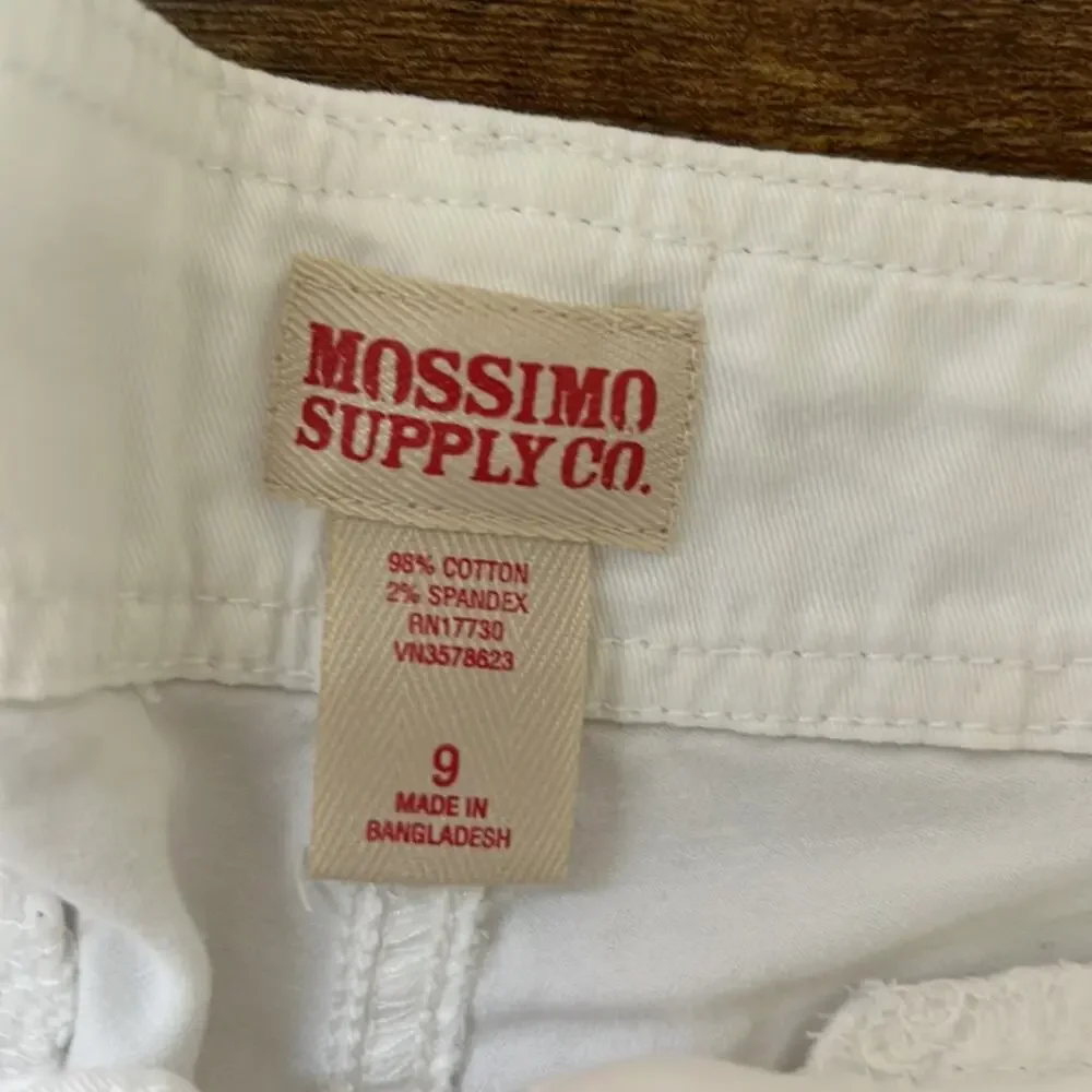 Mossimo Supply Co. White Cotton Blend Bermuda Cuffed Shorts